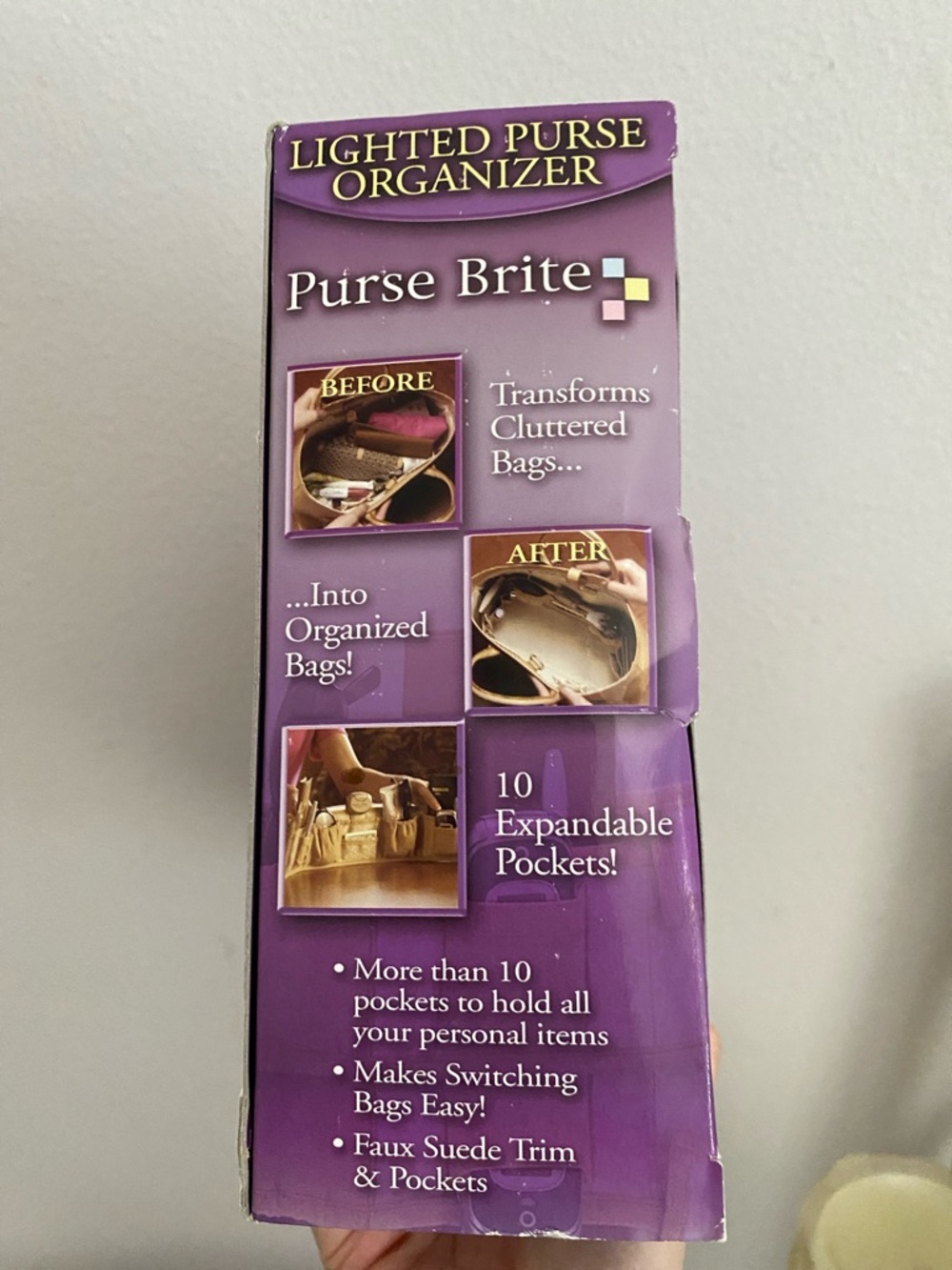 As Seen On TV Purse Brite Lighted Purse Organizer - Purple and Tan - Picture 6 of 8